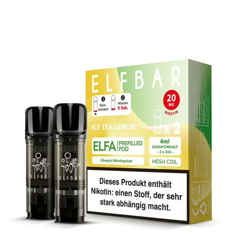 2x Elfbar Elfa Einweg Pod - Ice Tea Lemon - 20mg Nikotinsalz 2ml